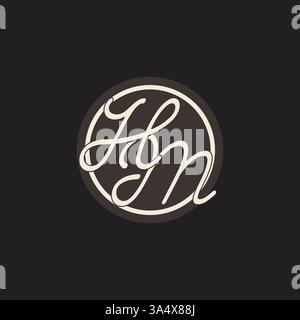 Initial letter HM monogram logo with simple and creative cirle line design ideas vector graphic Stock Vector