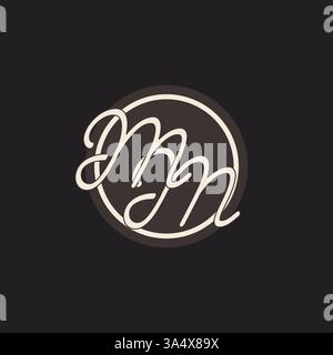 Initial letter MM monogram logo with simple and creative cirle line design ideas vector graphic Stock Vector