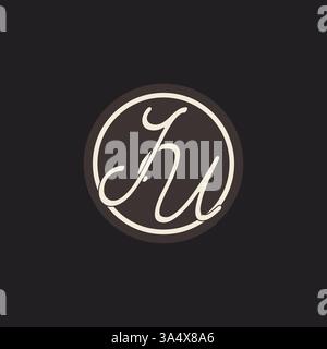 Initial letter JU monogram logo with simple and creative cirle line design ideas vector graphic Stock Vector