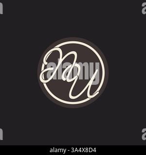 Initial letter NU monogram logo with simple and creative cirle line design ideas vector graphic Stock Vector