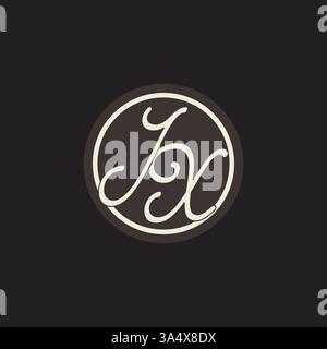 Initial letter JX monogram logo with simple and creative cirle line design ideas vector graphic Stock Vector