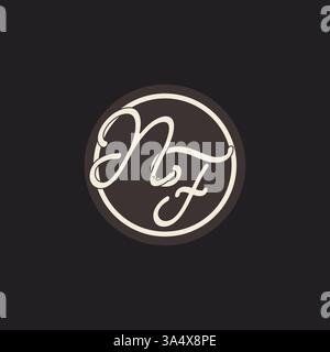 Initial letter NF monogram logo with simple and creative cirle line design ideas vector graphic Stock Vector