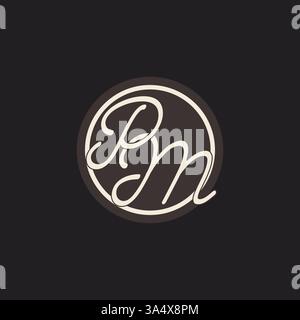 Initial letter PM monogram logo with simple and creative cirle line design ideas vector graphic Stock Vector