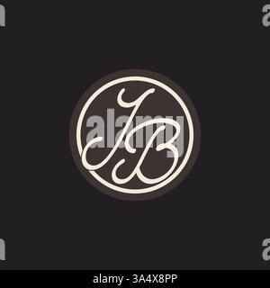 Initial letter JB monogram logo with simple and creative cirle line design ideas vector graphic Stock Vector