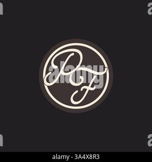 Initial letter PF monogram logo with simple and creative cirle line design ideas vector graphic Stock Vector