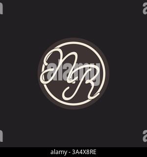 Initial letter NR monogram logo with simple and creative cirle line design ideas vector graphic Stock Vector