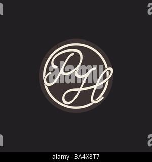 Initial letter PH monogram logo with simple and creative cirle line design ideas vector graphic Stock Vector