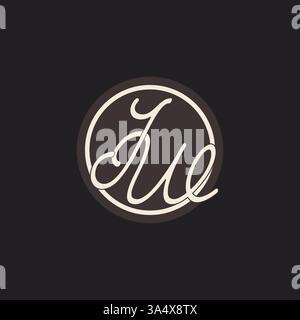 Initial letter JW monogram logo with simple and creative cirle line design ideas vector graphic Stock Vector