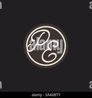 Initial letter PE monogram logo with simple and creative cirle line design ideas vector graphic Stock Vector