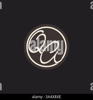 Initial letter QA monogram logo with simple and creative cirle line design ideas vector graphic Stock Vector