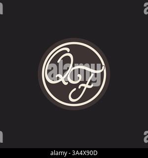 Initial letter QF monogram logo with simple and creative cirle line design ideas vector graphic Stock Vector