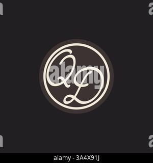 Initial letter QD monogram logo with simple and creative cirle line design ideas vector graphic Stock Vector