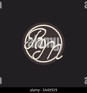 Initial letter RM monogram logo with simple and creative cirle line design ideas vector graphic Stock Vector