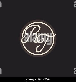 Initial letter RT monogram logo with simple and creative cirle line design ideas vector graphic Stock Vector