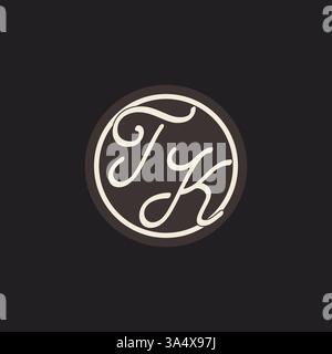 Initial letter TK monogram logo with simple and creative cirle line design ideas vector graphic Stock Vector