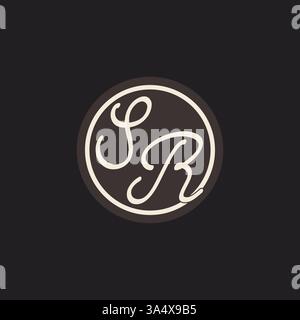 Initial letter SR monogram logo with simple and creative cirle line design ideas vector graphic Stock Vector