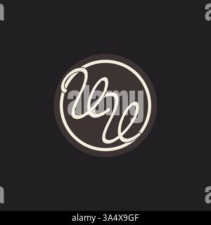 Initial letter VV monogram logo with simple and creative cirle line design ideas vector graphic Stock Vector