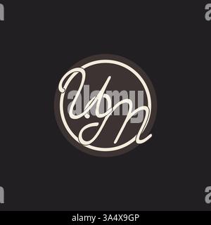 Initial letter UM monogram logo with simple and creative cirle line design ideas vector graphic Stock Vector