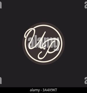 Initial letter UP monogram logo with simple and creative cirle line design ideas vector graphic Stock Vector