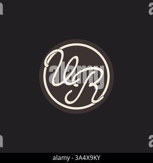 Initial letter VR monogram logo with simple and creative cirle line design ideas vector graphic Stock Vector