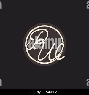Initial letter PW monogram logo with simple and creative cirle line design ideas vector graphic Stock Vector