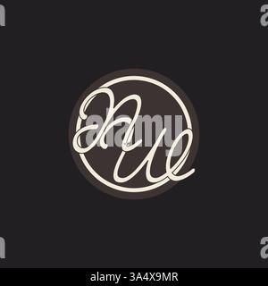 Initial letter NW monogram logo with simple and creative cirle line design ideas vector graphic Stock Vector