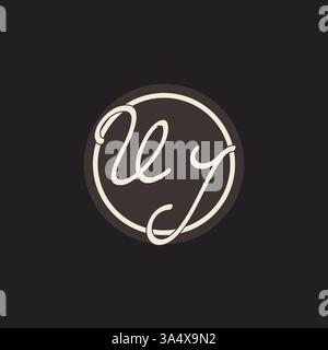 Initial letter VJ monogram logo with simple and creative cirle line design ideas vector graphic Stock Vector