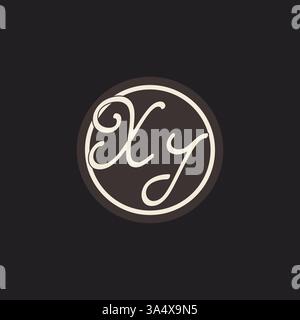 Initial letter XI monogram logo with simple and creative cirle line design ideas vector graphic Stock Vector