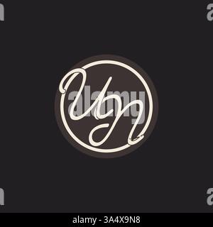 Initial letter UN monogram logo with simple and creative cirle line design ideas vector graphic Stock Vector