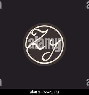 Initial letter ZI monogram logo with simple and creative cirle line design ideas vector graphic Stock Vector