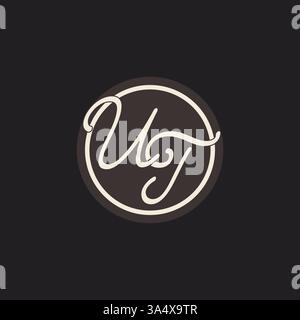 Initial letter UT monogram logo with simple and creative cirle line design ideas vector graphic Stock Vector