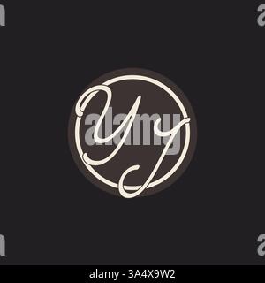 Initial letter YJ monogram logo with simple and creative cirle line design ideas vector graphic Stock Vector