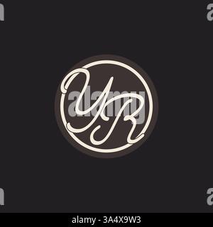 Initial letter YR monogram logo with simple and creative cirle line design ideas vector graphic Stock Vector
