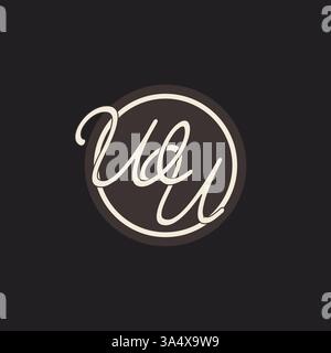 Initial letter WU monogram logo with simple and creative cirle line design ideas vector graphic Stock Vector
