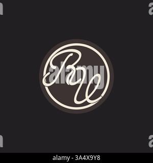 Initial letter RV monogram logo with simple and creative cirle line design ideas vector graphic Stock Vector