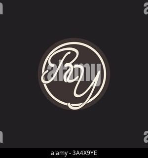 Initial letter RY monogram logo with simple and creative cirle line design ideas vector graphic Stock Vector