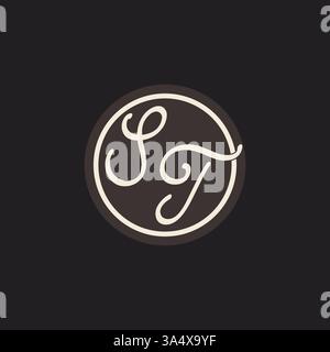 Initial letter ST monogram logo with simple and creative cirle line design ideas vector graphic Stock Vector