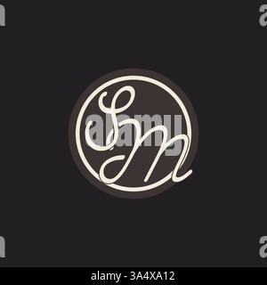 Initial letter SM monogram logo with simple and creative cirle line design ideas vector graphic Stock Vector