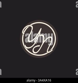 Initial letter YN monogram logo with simple and creative cirle line design ideas vector graphic Stock Vector