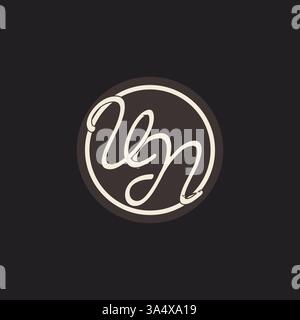 Initial letter VN monogram logo with simple and creative cirle line design ideas vector graphic Stock Vector