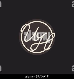 Initial letter UH monogram logo with simple and creative cirle line design ideas vector graphic Stock Vector