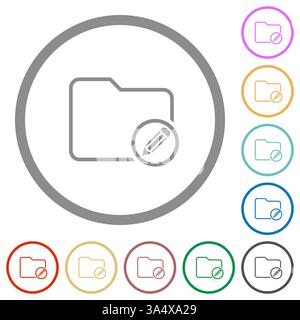 Edit directory outline flat color icons in round outlines on white background Stock Vector