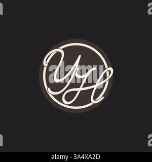 Initial letter YH monogram logo with simple and creative cirle line design ideas vector graphic Stock Vector
