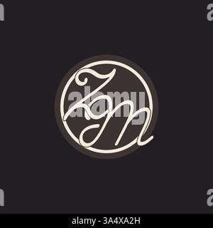 Initial letter ZM monogram logo with simple and creative cirle line design ideas vector graphic Stock Vector