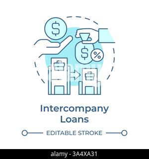 Intercompany loans soft blue concept icon Stock Vector