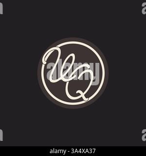 Initial letter VQ monogram logo with simple and creative cirle line design ideas vector graphic Stock Vector