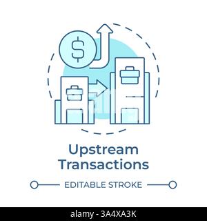 Upstream transactions soft blue concept icon Stock Vector