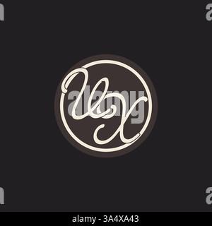 Initial letter VX monogram logo with simple and creative cirle line design ideas vector graphic Stock Vector