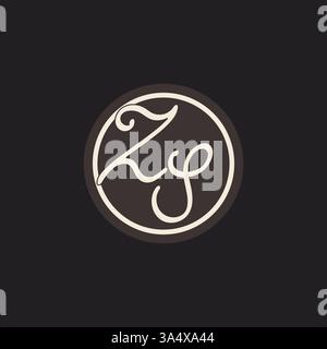 Initial letter ZS monogram logo with simple and creative cirle line design ideas vector graphic Stock Vector