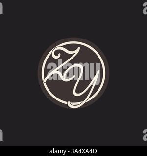 Initial letter ZY monogram logo with simple and creative cirle line design ideas vector graphic Stock Vector